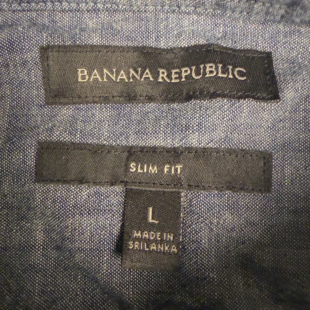 Banana Republic Mens Slim Fit Short Sleeve Button Down Shirt Dark Charcoal L